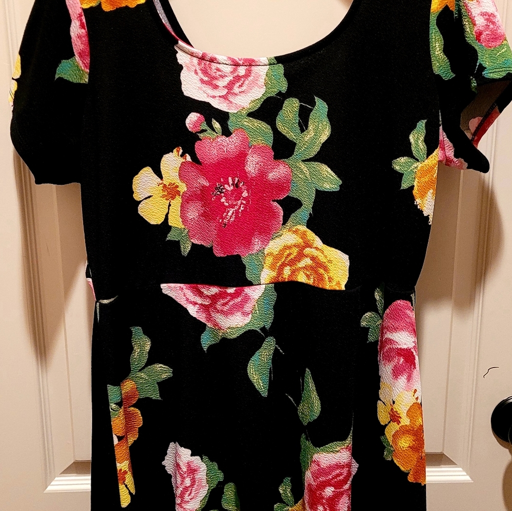 Black/Pink Floral Dress NWOT
